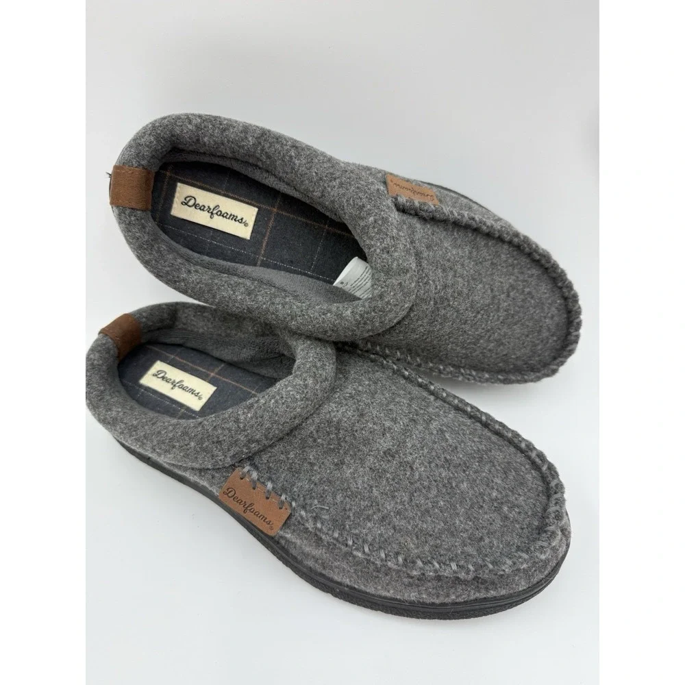 Dearfoams Dark Gray Wool Blend Memory Foam No Sweat Slippers‎ Men’s US 9/10